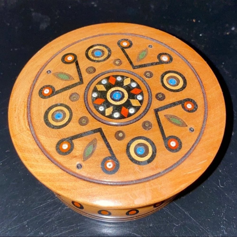 Eastern European Ukrainian Wooden Jewelry Keepsake Box
